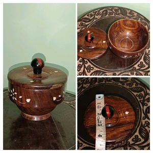 New Hand Carved Wooden Bowl with Lid