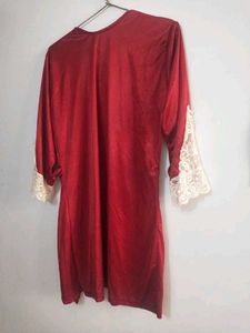 Red Lace Trim Robe