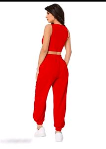 Red Crop Top &amp; Jogger Set