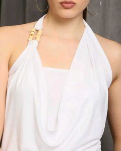 Elegant White Halter Top