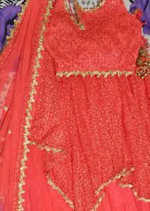 1 Day Offer 650 Designer Orange Crop Top Lehenga &amp;dupatta Golden Lass