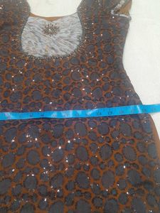 Brown Sequin Embellished Dress