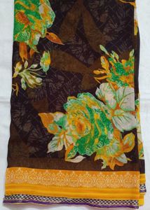 Brown Designer Saree With Blouse