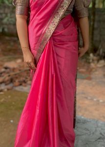 Elegant Pink Embroidered Saree