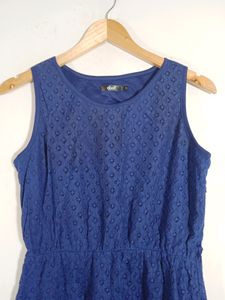 Abof Blue Colour Lase Fabric Basic Dress(Women)