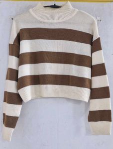 Striped Knit Cropped Sweater