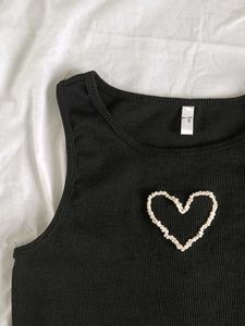 Tank Top :Heart Embroidered