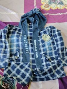 Blue Plaid Hooded Shirt Jacket