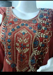 Art silk kurti pant dupatta set