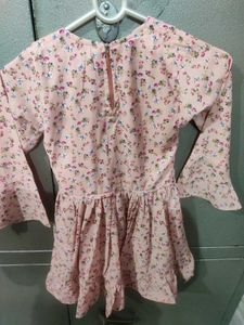 Floral Print Belted Girls Dress