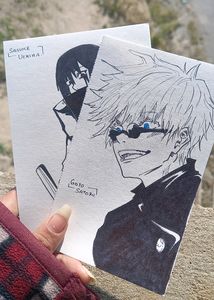 3 Manga Style Stickers+ 1 Anime Character Sketch