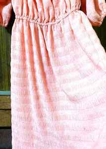 Peach Striped Off-Shoulder Maxi Dress