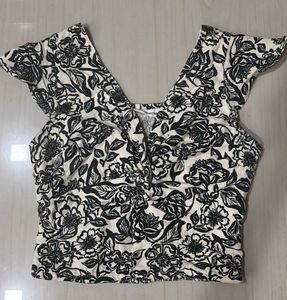 Floral Print sweetheart neckline crop Top