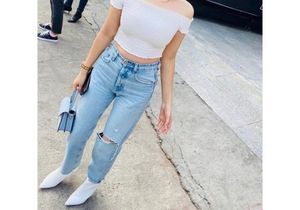 Zara Blue Ribbed Jeans ( High Rise)