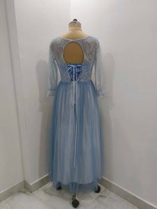 Elegant Light Blue Floral Dress