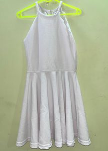 White Halter Fit & Flare Dress