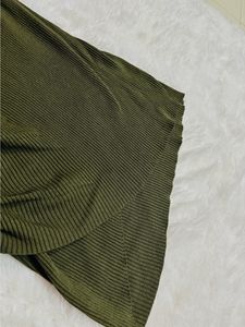 Olive Green Ribbed Mini Dress