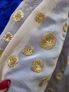 Royal Blue and white saree