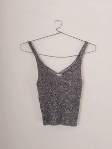 Grey  Aline Branded Crop Top.