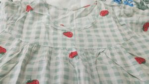 Strawberry Gingham One Piece Night Suit