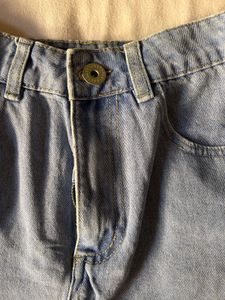 Blue Denim Shorts With Distressed Ends