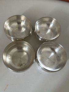 4  Bowls glass 2 plate all German silve