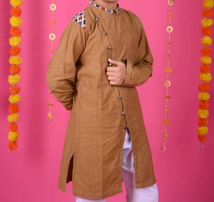 Brown Colour Cotton Short Kutra For Traditional