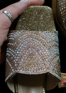 Gold Glitter Embellished Heels