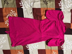 Magenta Puff Sleeve Wrap Dress – Chic &amp; Elegant