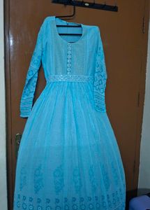 Sky Blue Embroidered Anarkali Dress