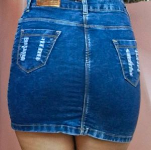 Distressed Jeans Skirt