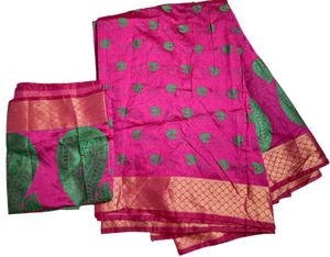 Cotton Silk Pink Sareee