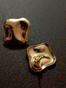 Abstract Gold Stud Earrings
