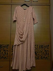 Ahalyaa Rose &amp; Golden Ethnic Motifs Printed Dress
