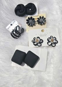 Black Earrings & Hair Ties Bundle