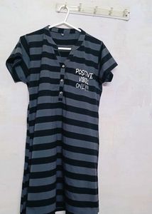 Striped &#34;Positive Vibes&#34; Tunic
