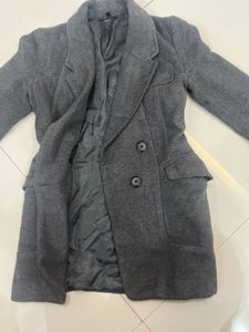 Grey Thigh Length Coat