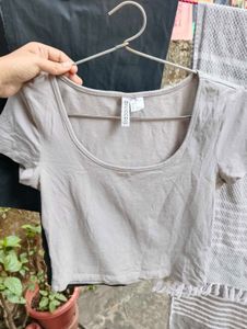 Gray Scoop Neck Tee