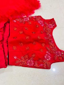 Rani Pink Colour Crop Top With Skirt And Dupatta
