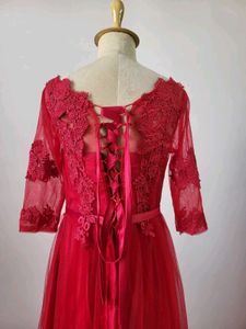 Elegant Red Lace Maxi Dress