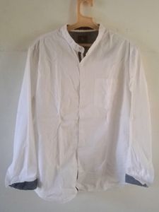 White Manderine Collar Shirt