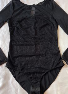 Mango Black Mesh Bodysuit