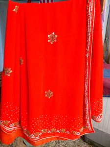 Red Embellished Saree