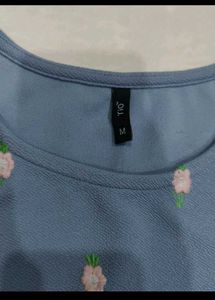 2 Tops Combo-Floral Slit Top&amp;Blue Top