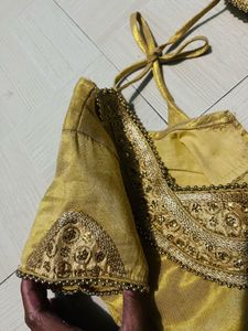 Golden Back-Tie Silk Blouse