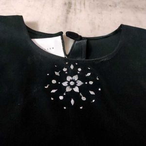Black Sleeveless Top with Rhinestone Detail