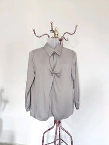 Vintage Gray Silky Blouse