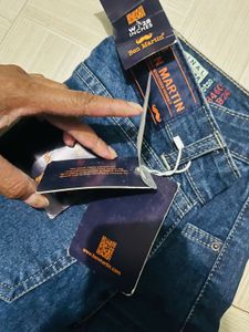Dark Blue Flared Denim Jeans