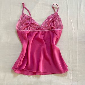 🎀Rosy pink bow detail lace double layer top🎀