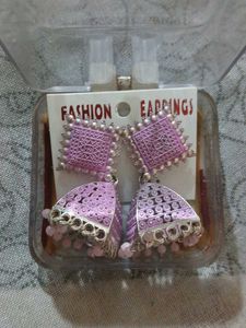 Pink Jhumka Earrings